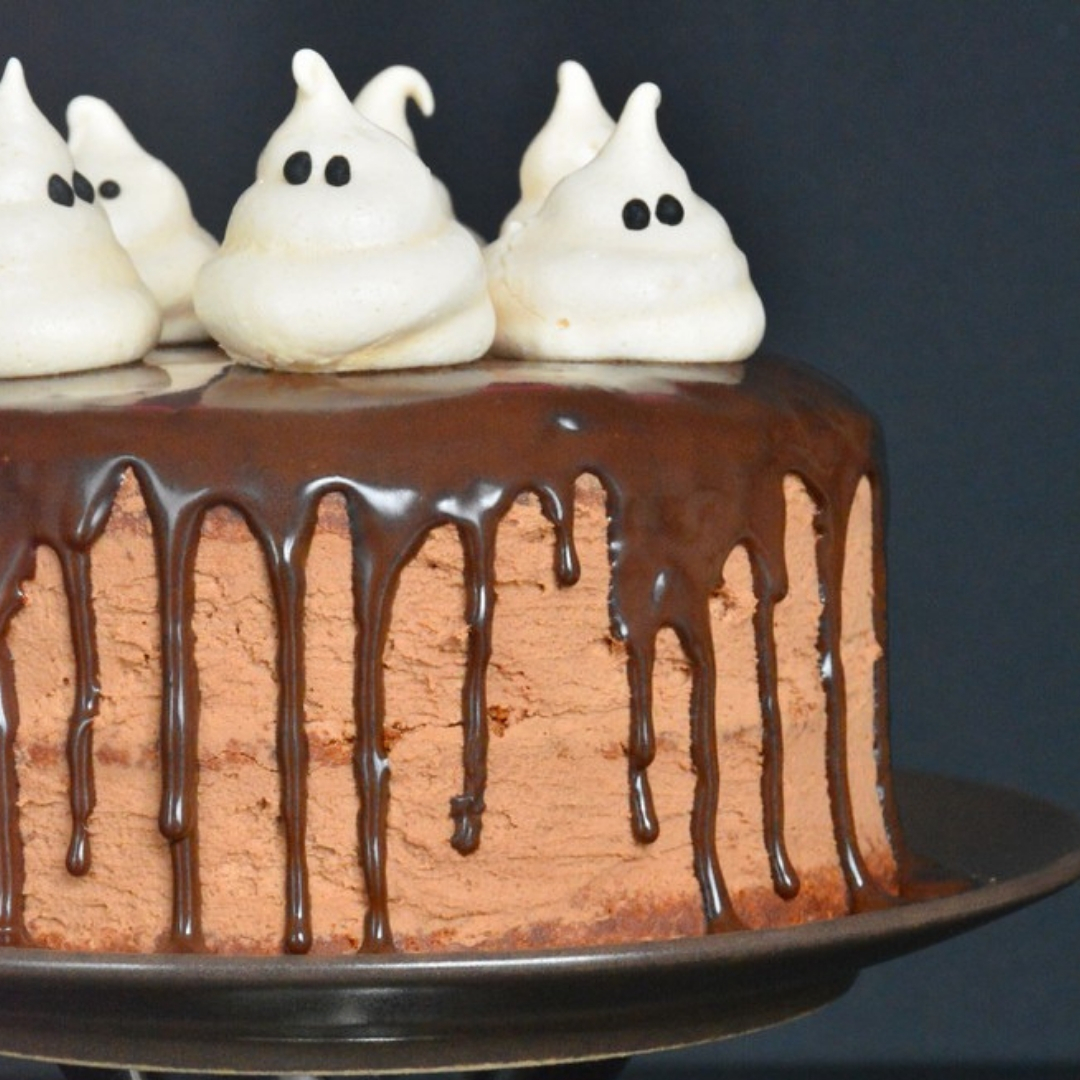 recette du gâteau fantôme au chocolat pour Halloween